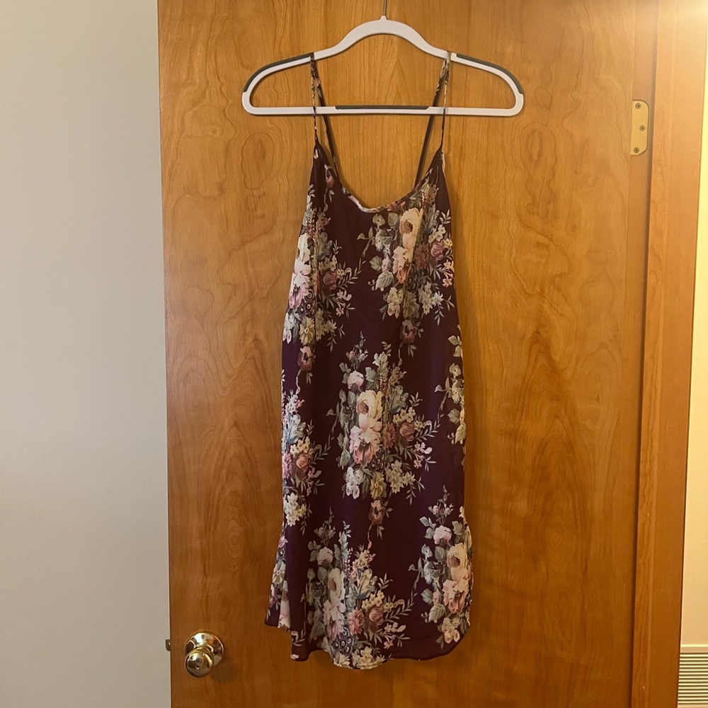 Val Mode Lingerie Floral Print Night Slip Dress Chemise Nightie Vintage Large
